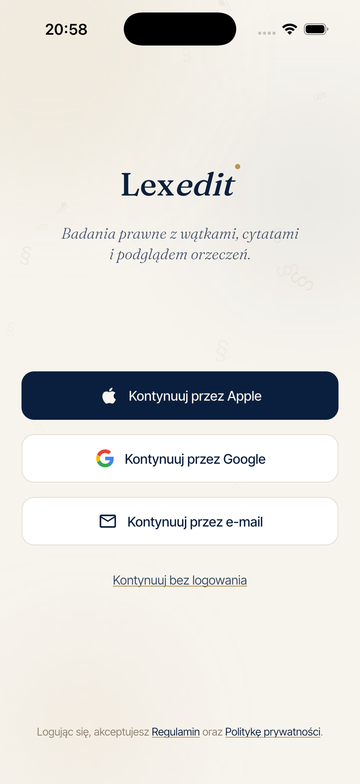 LexEdit – ekran logowania